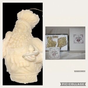 Mark Klaus Porcelain 2003 “With Love In His Heart” 2 Santa Ornaments New In Box